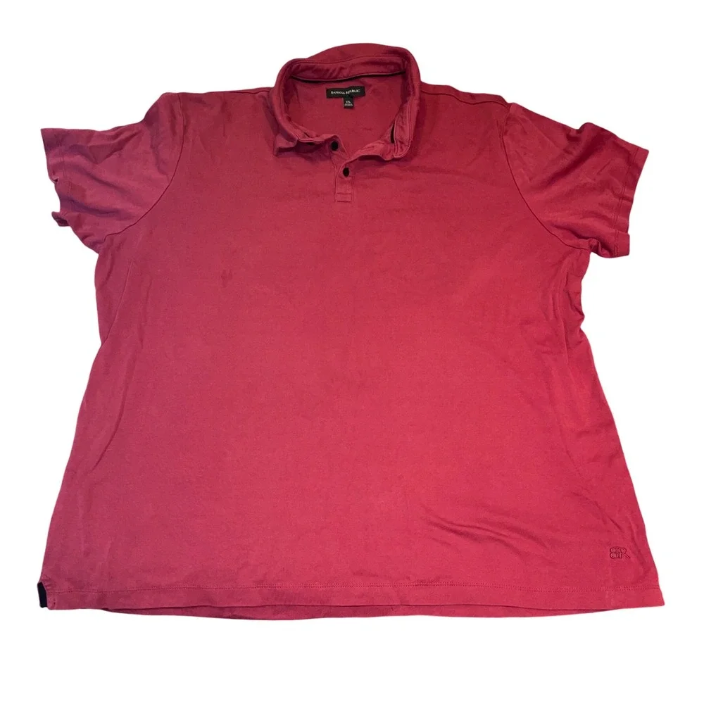 Banana Republic Mens XXL Burgundy Red 100% Cotton Short Sleeve Polo Shirt